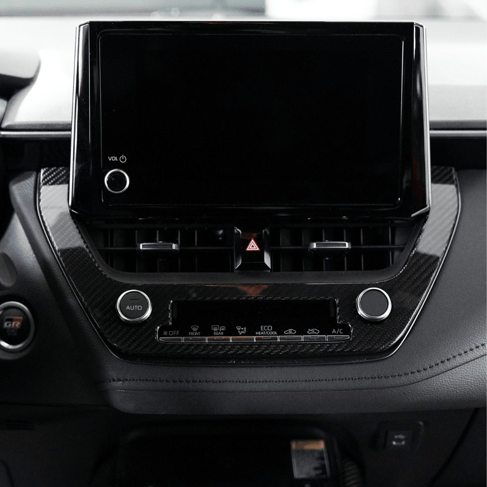 JDMuscle [23-24* Toyota GR Corolla] Carbon Fiber Center AC Knob Panel Cover